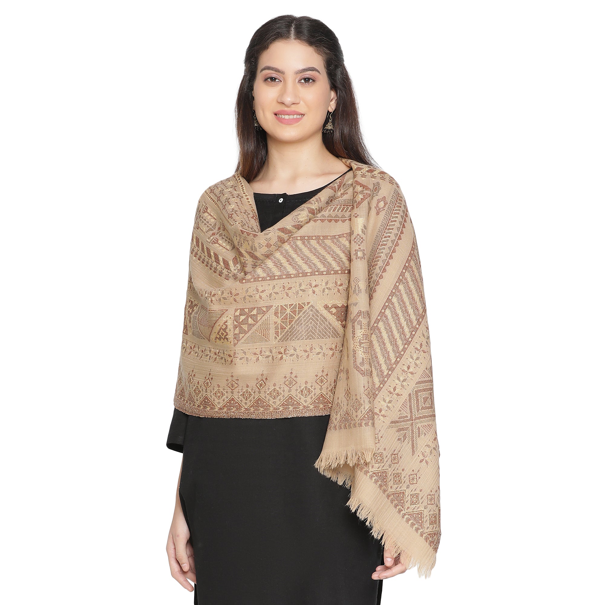 Stunning Mahi Design Woven Design Wool Shawl