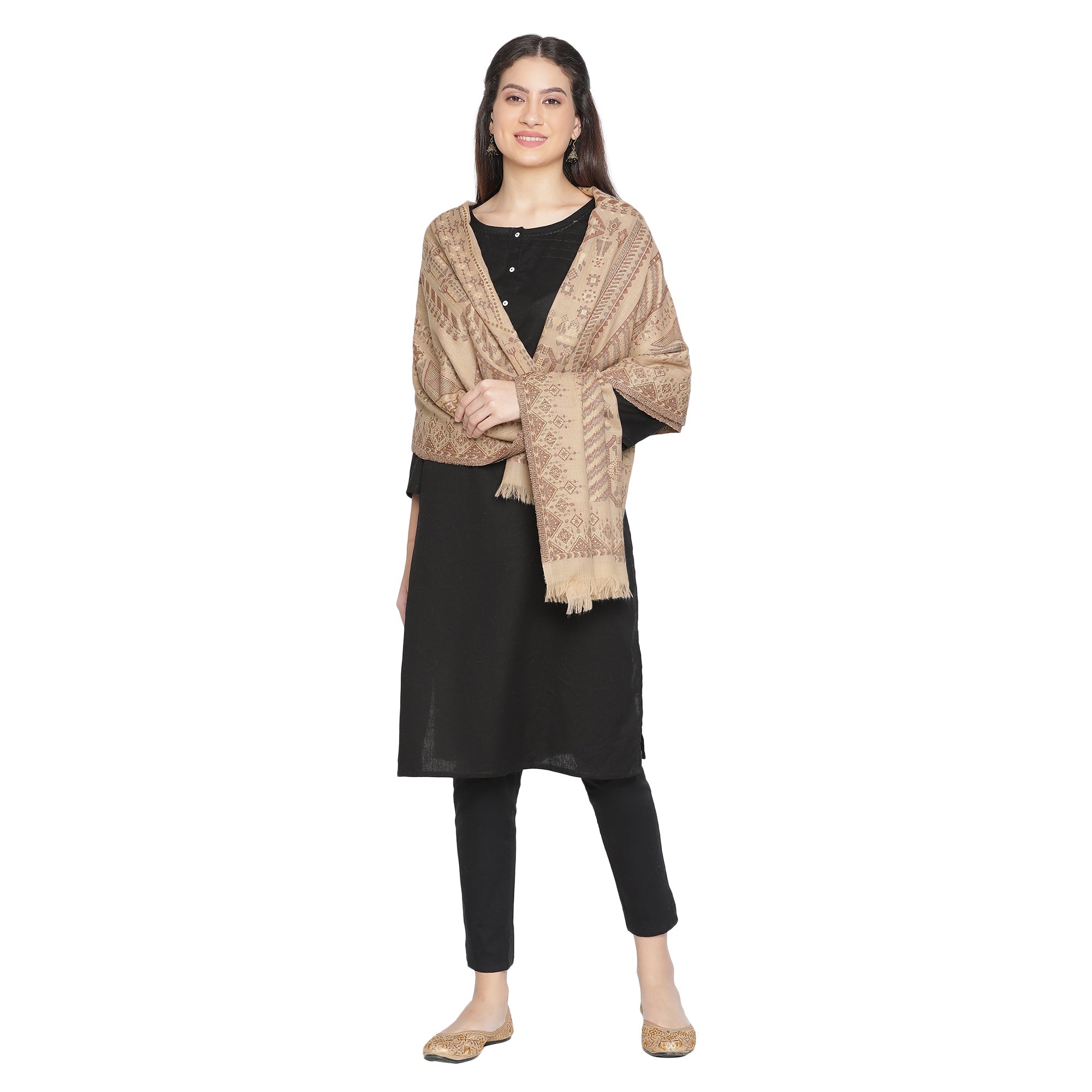 Stunning Mahi Design Woven Design Wool Shawl