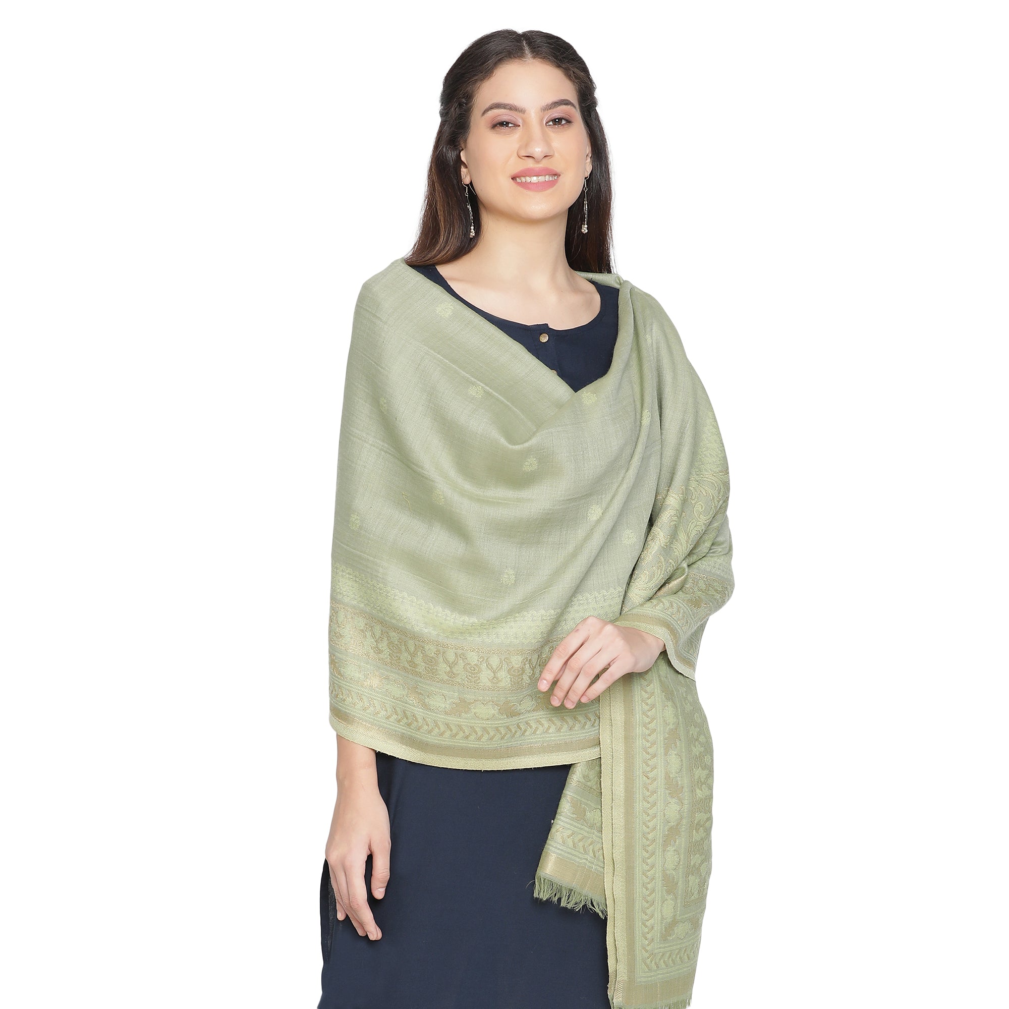 Aadila Majestic Wool Elegance Woven Design Shawl