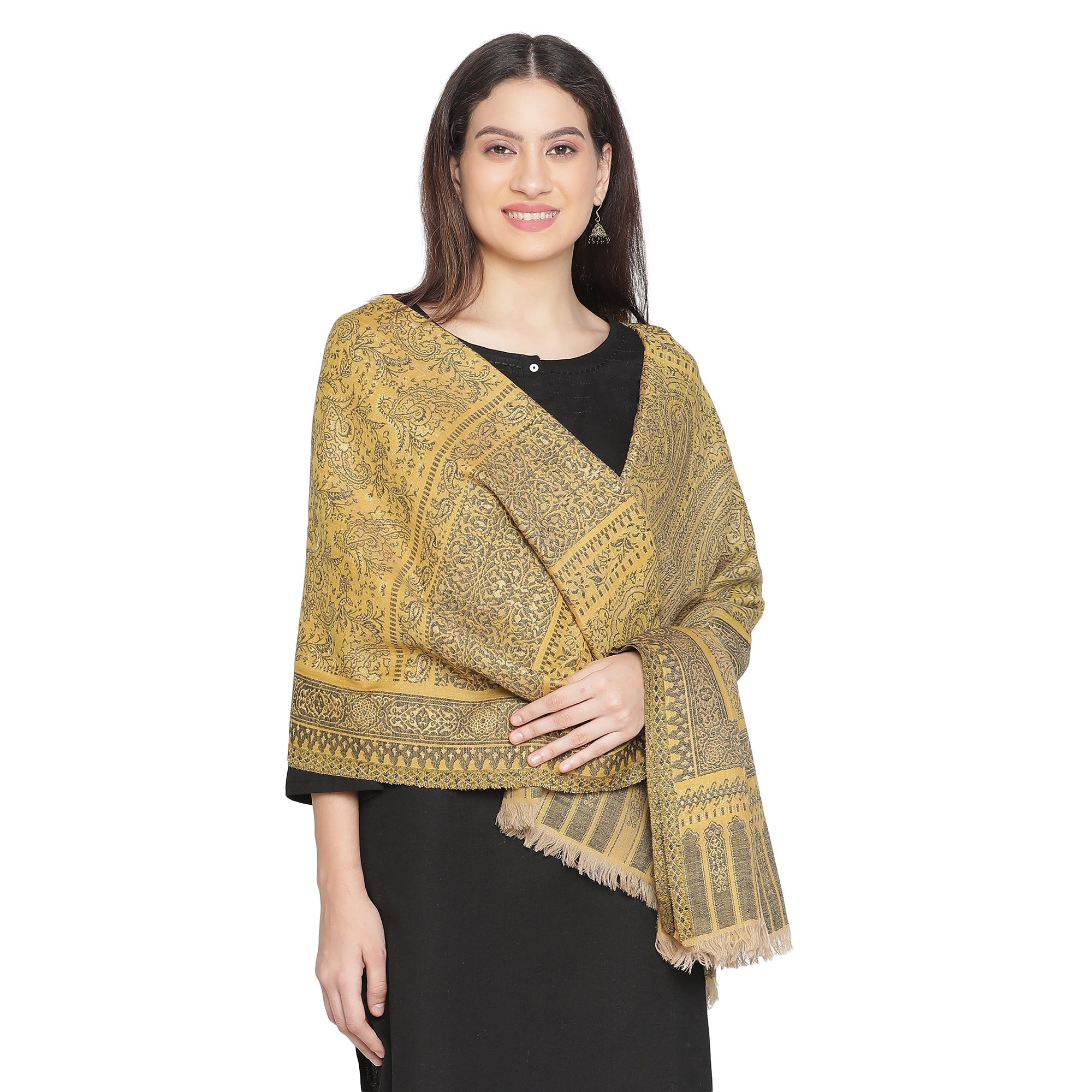 Sakina Woven Design Graceful Woolen Metal Drape Shawl