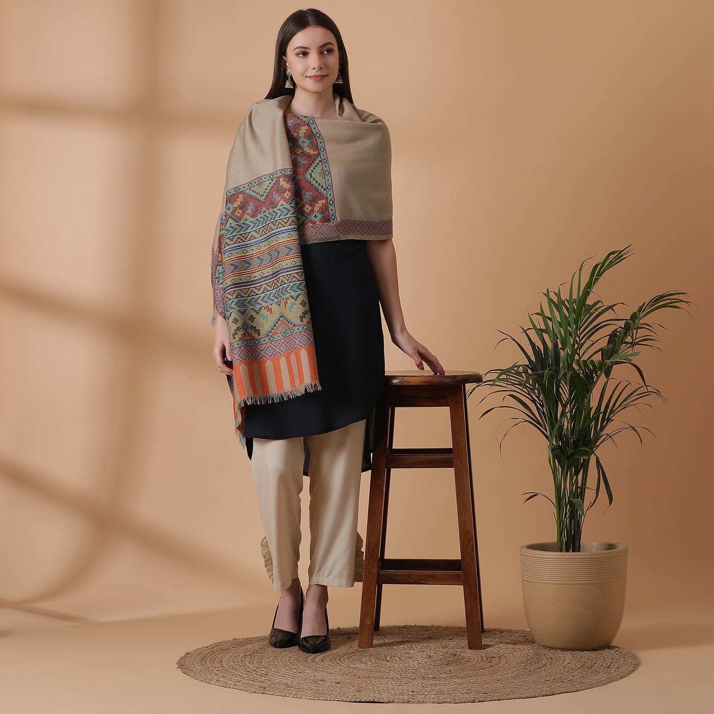 Kullu Jacquard Woolen Shawl
