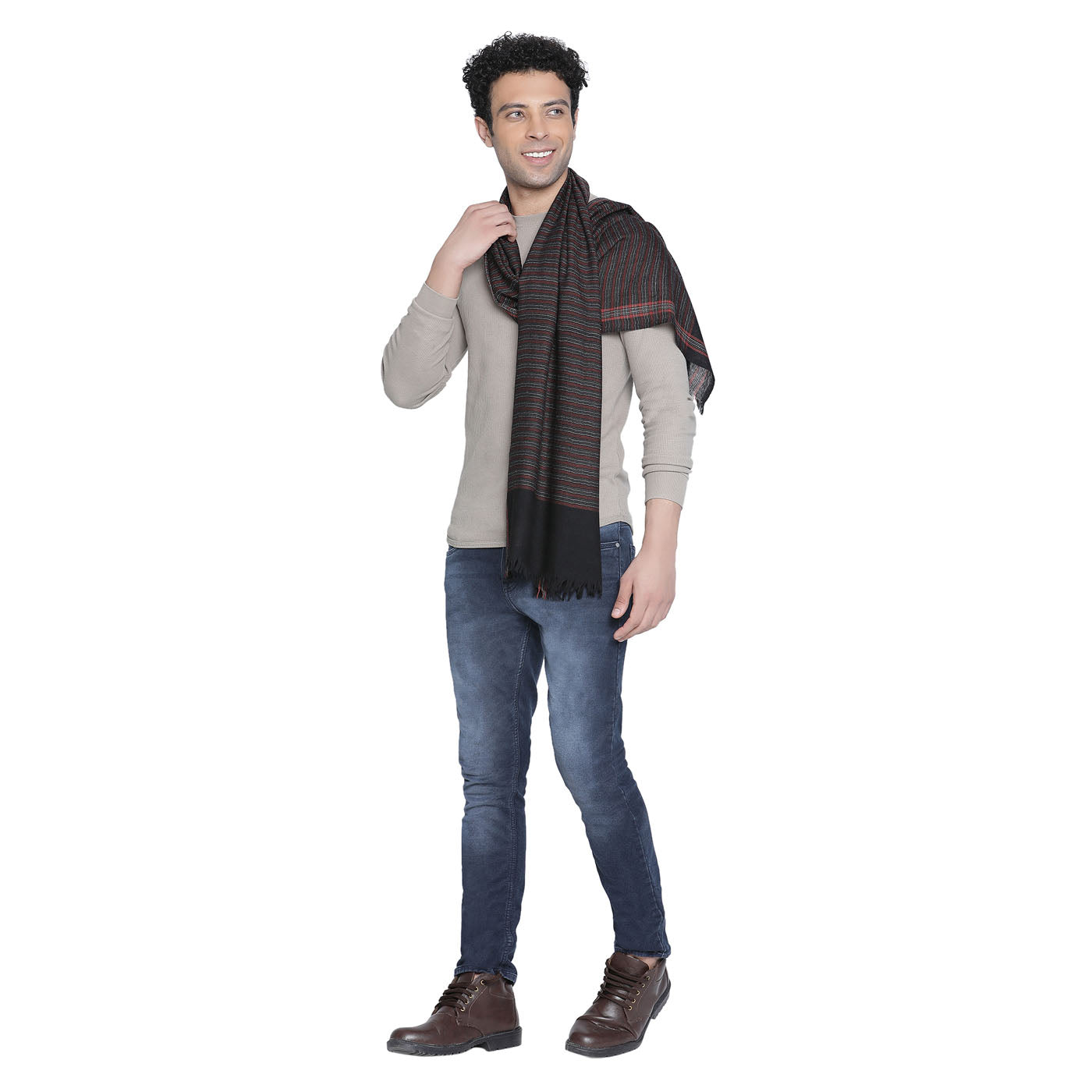 Border Variant Wool Cashmere Men Muffler