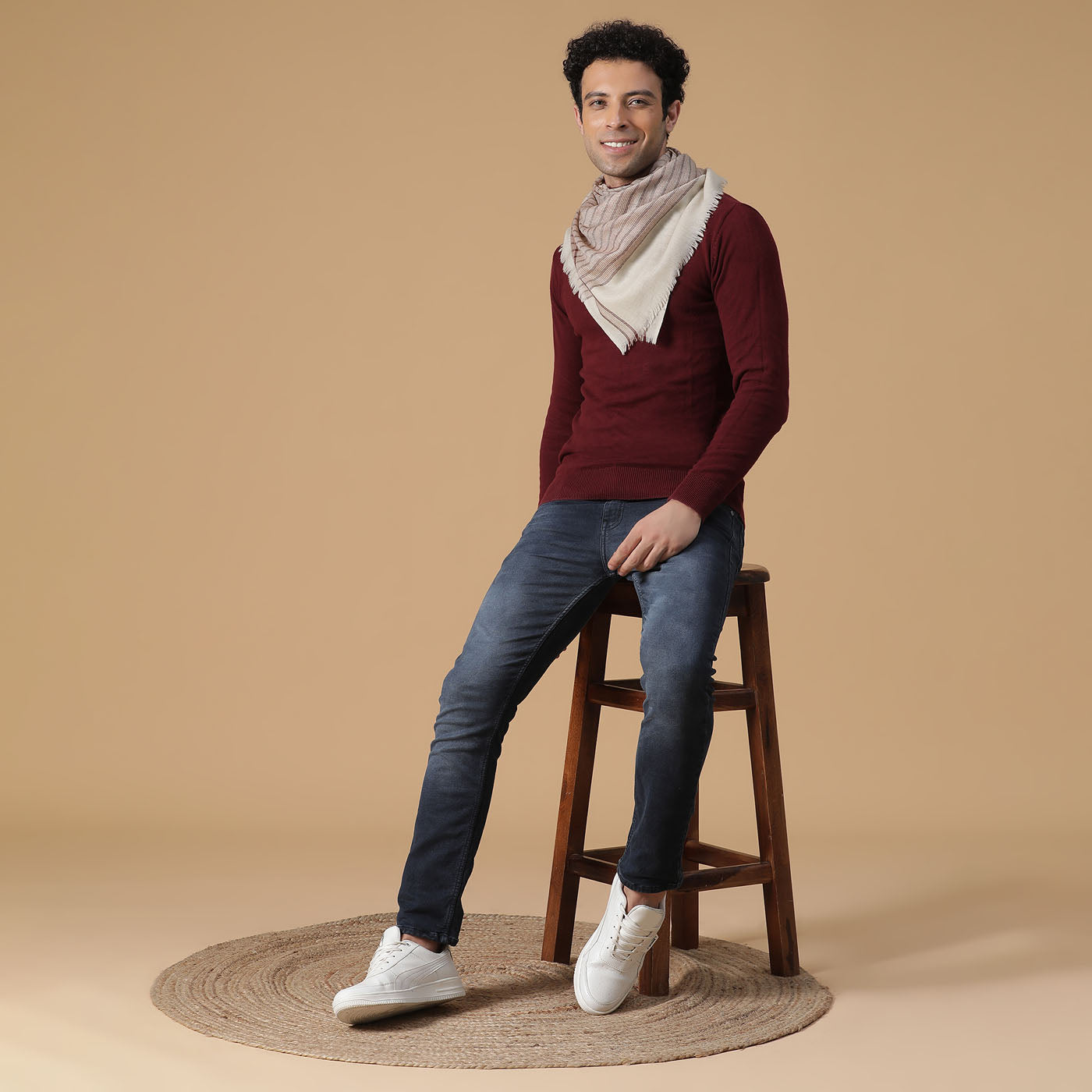 Border Variant Wool Cashmere Men Muffler