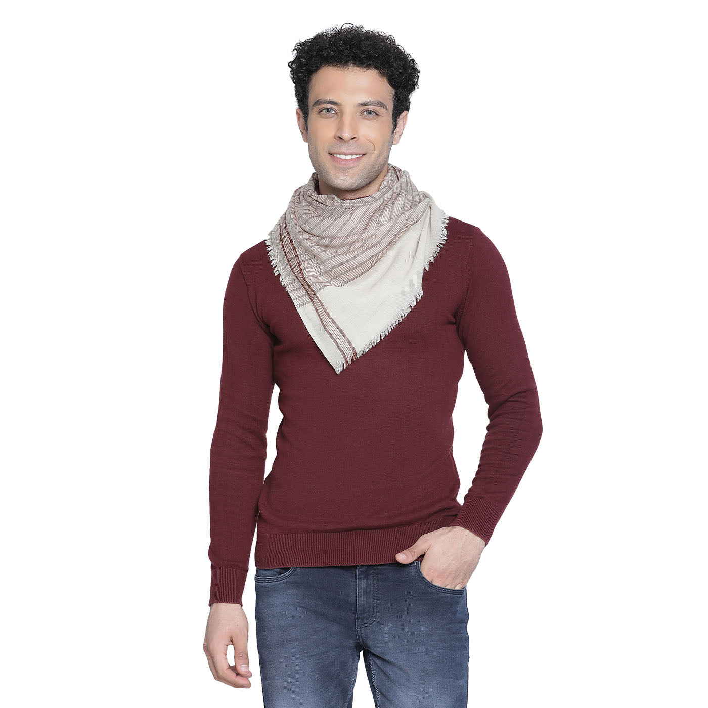 Border Variant Wool Cashmere Men Muffler