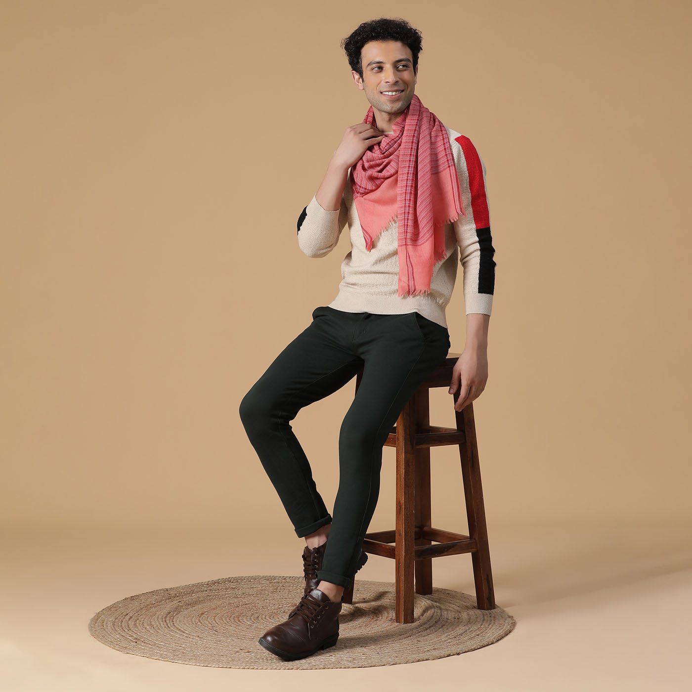 Border Variant Wool Cashmere Men Muffler