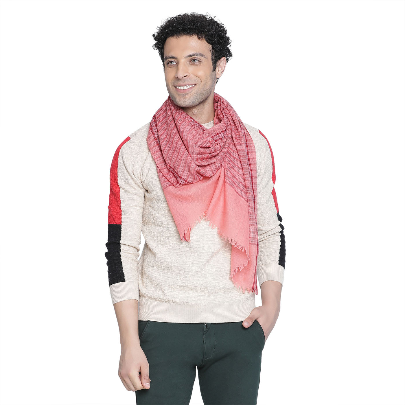 Border Variant Wool Cashmere Men Muffler