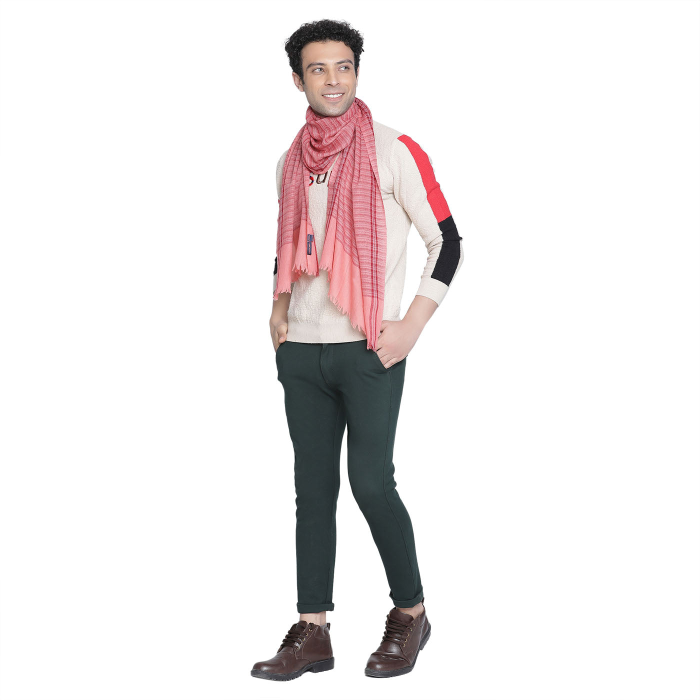 Border Variant Wool Cashmere Men Muffler
