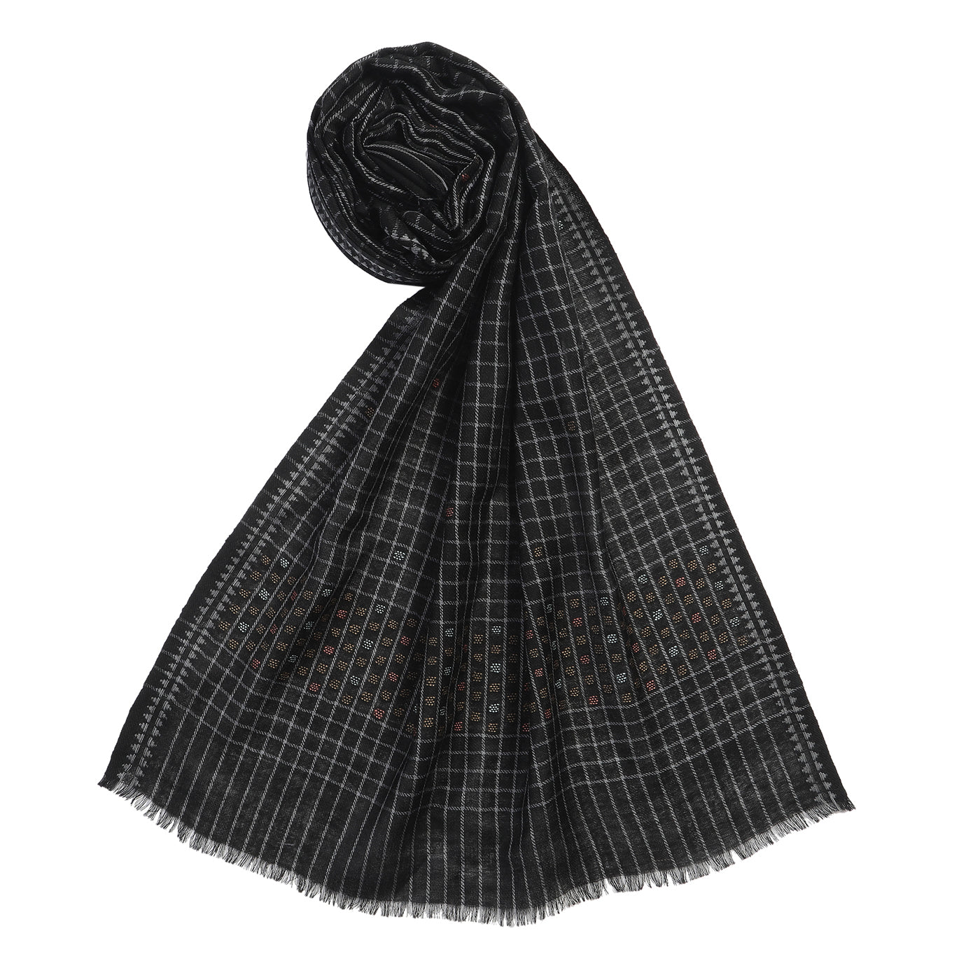 Check Black Woolen Dobby Muffler