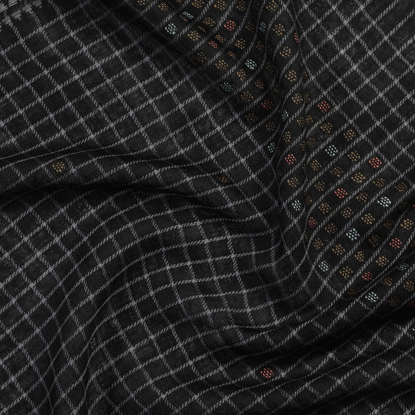 Check Black Woolen Dobby Muffler