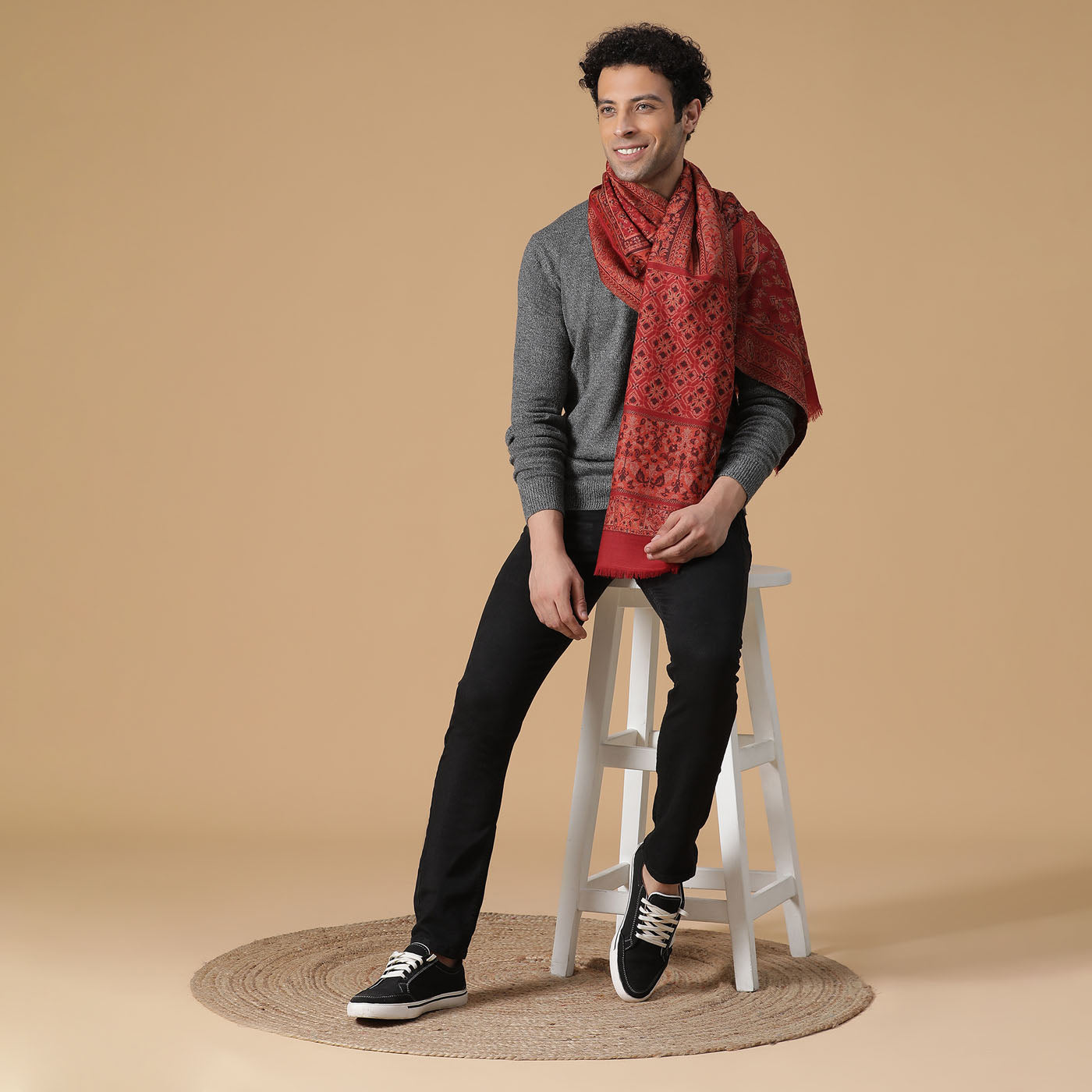 Wool Lurex Woven Design Muffler
