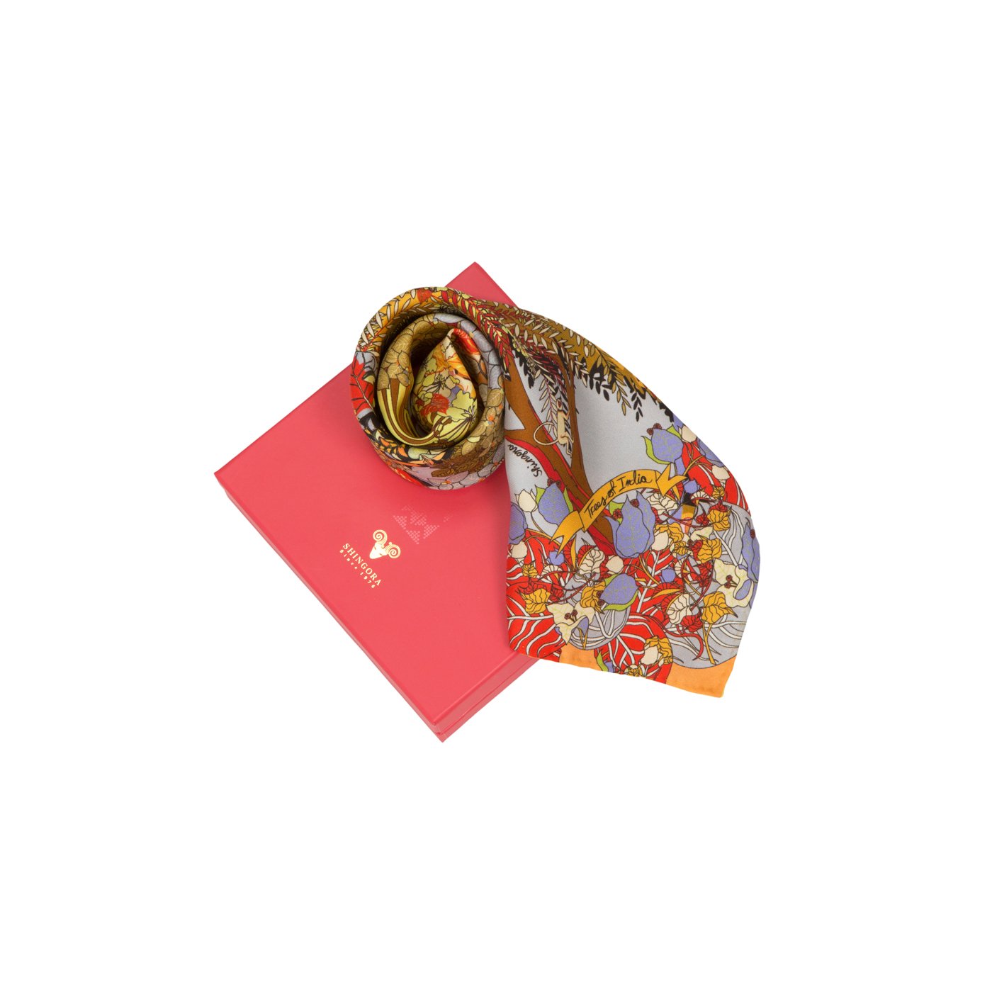 Trees Of India Printed Silk Pocket Square