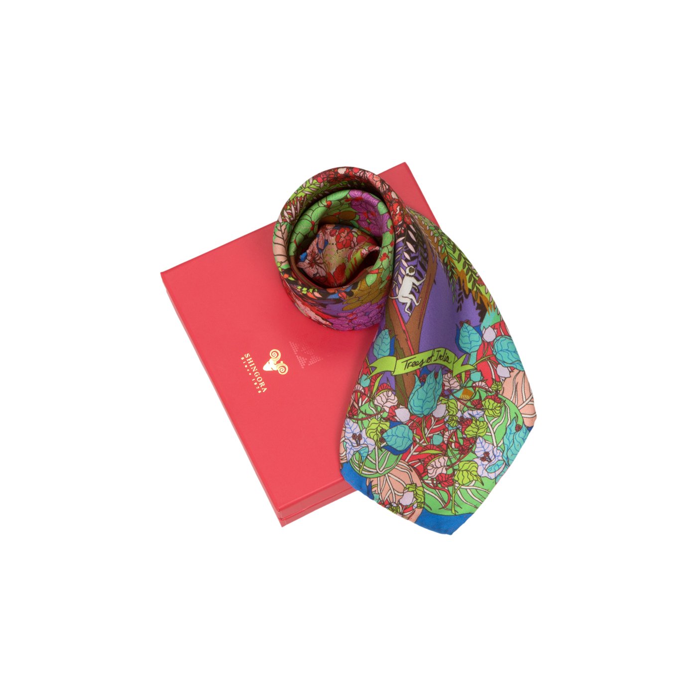 Trees Of India Printed Silk Pocket Square