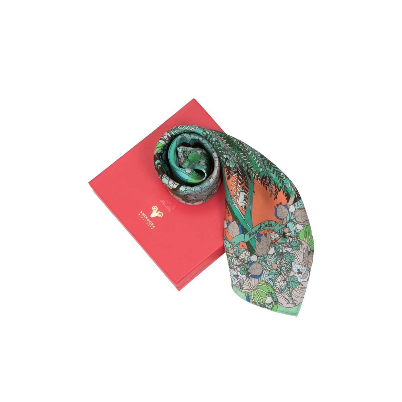 Trees Of India Printed Silk Pocket Square