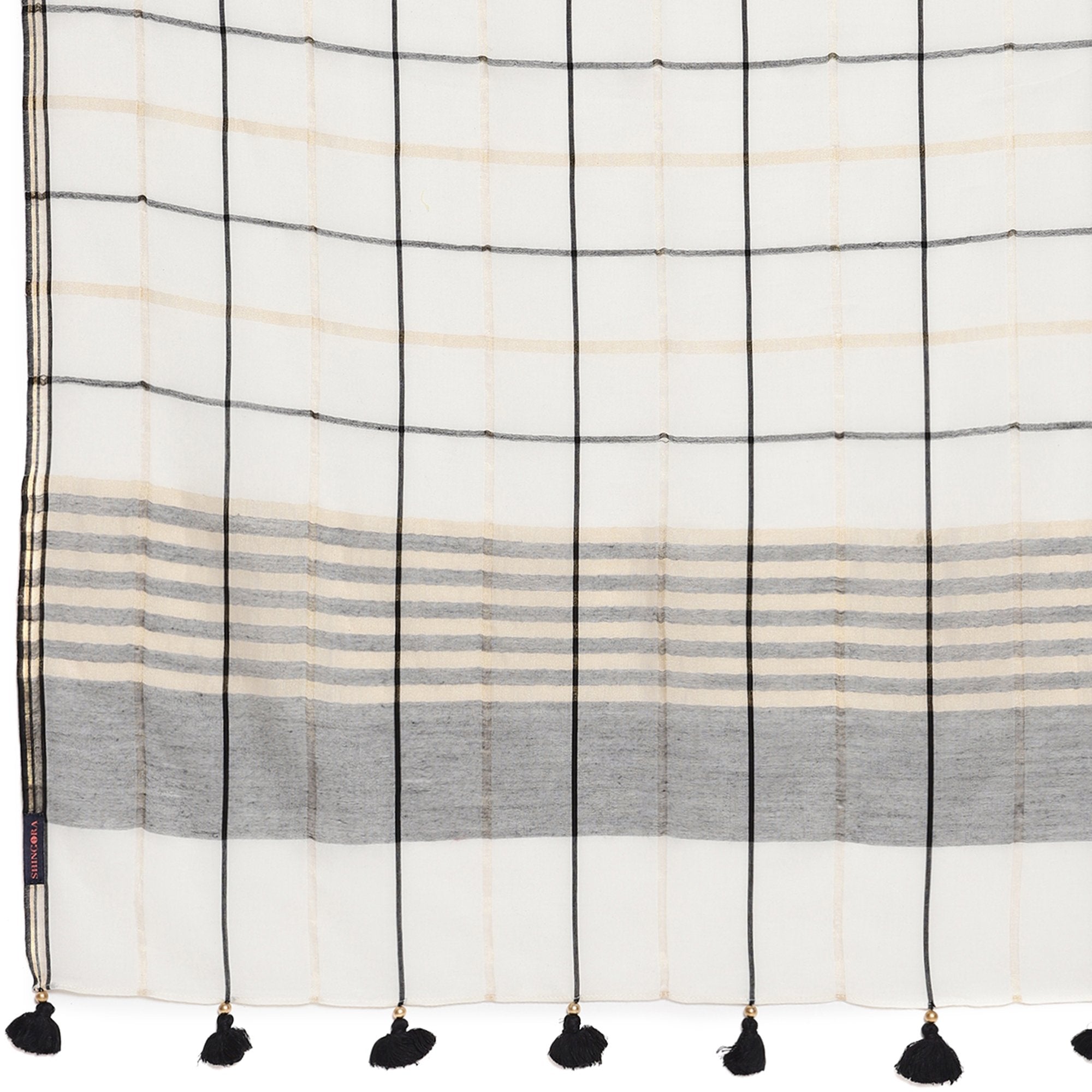 off white cotton stoles for ladies - Shingora