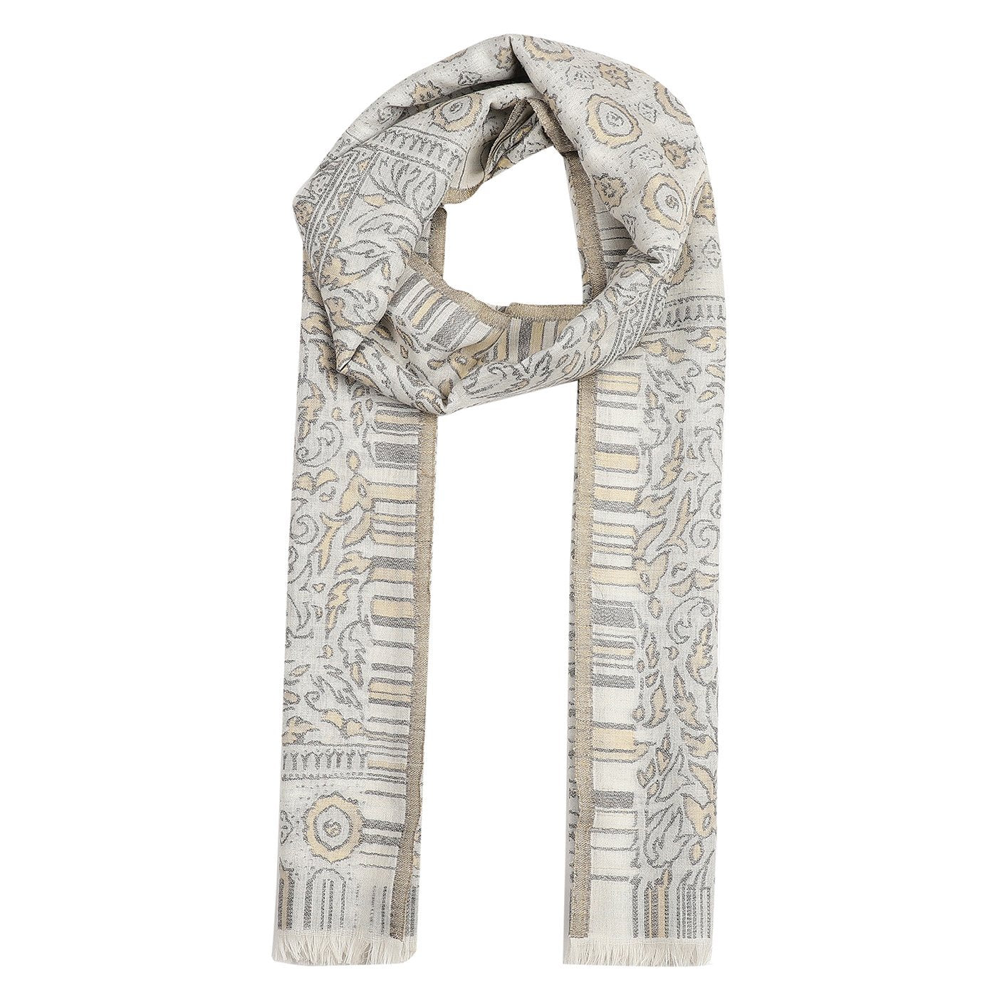 Geo Paisley Black Woolen Stole