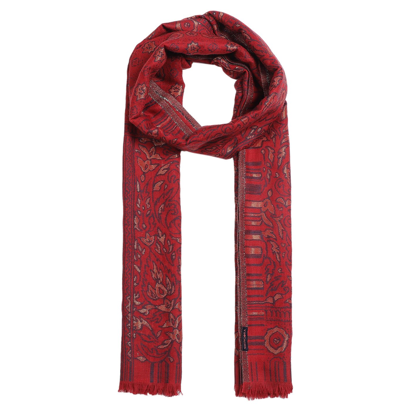 Geo Paisley Black Woolen Stole