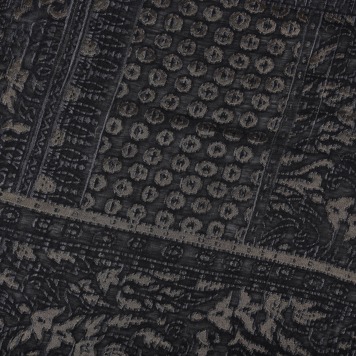 Geo Paisley Black Woolen Stole