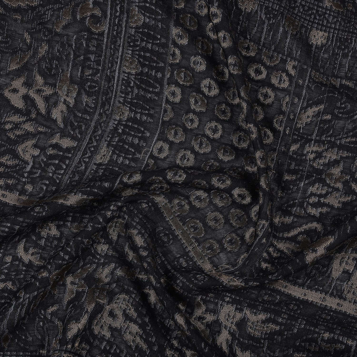 Geo Paisley Black Woolen Stole