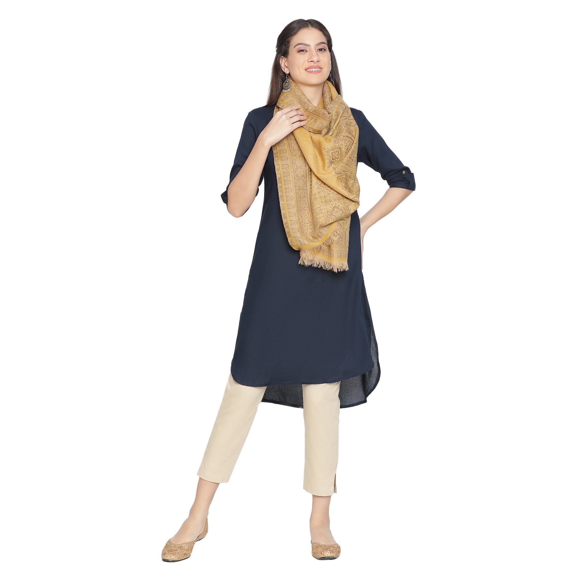 Rafat Gleaming Woven Design Wool Stole