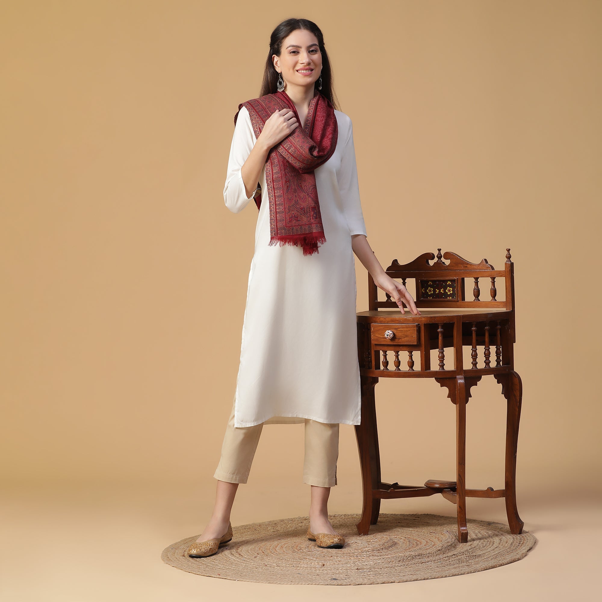 Rafat Gleaming Woven Design Wool Stole