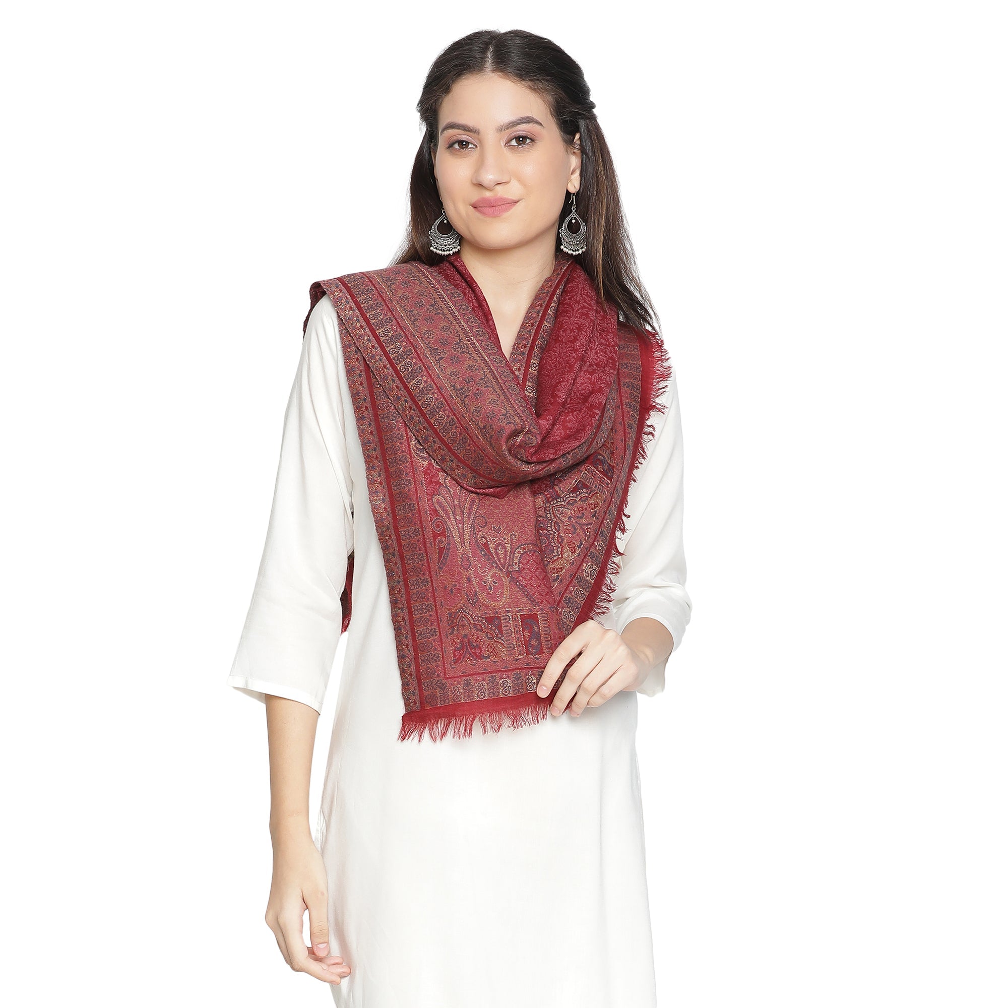 Rafat Gleaming Woven Design Wool Stole