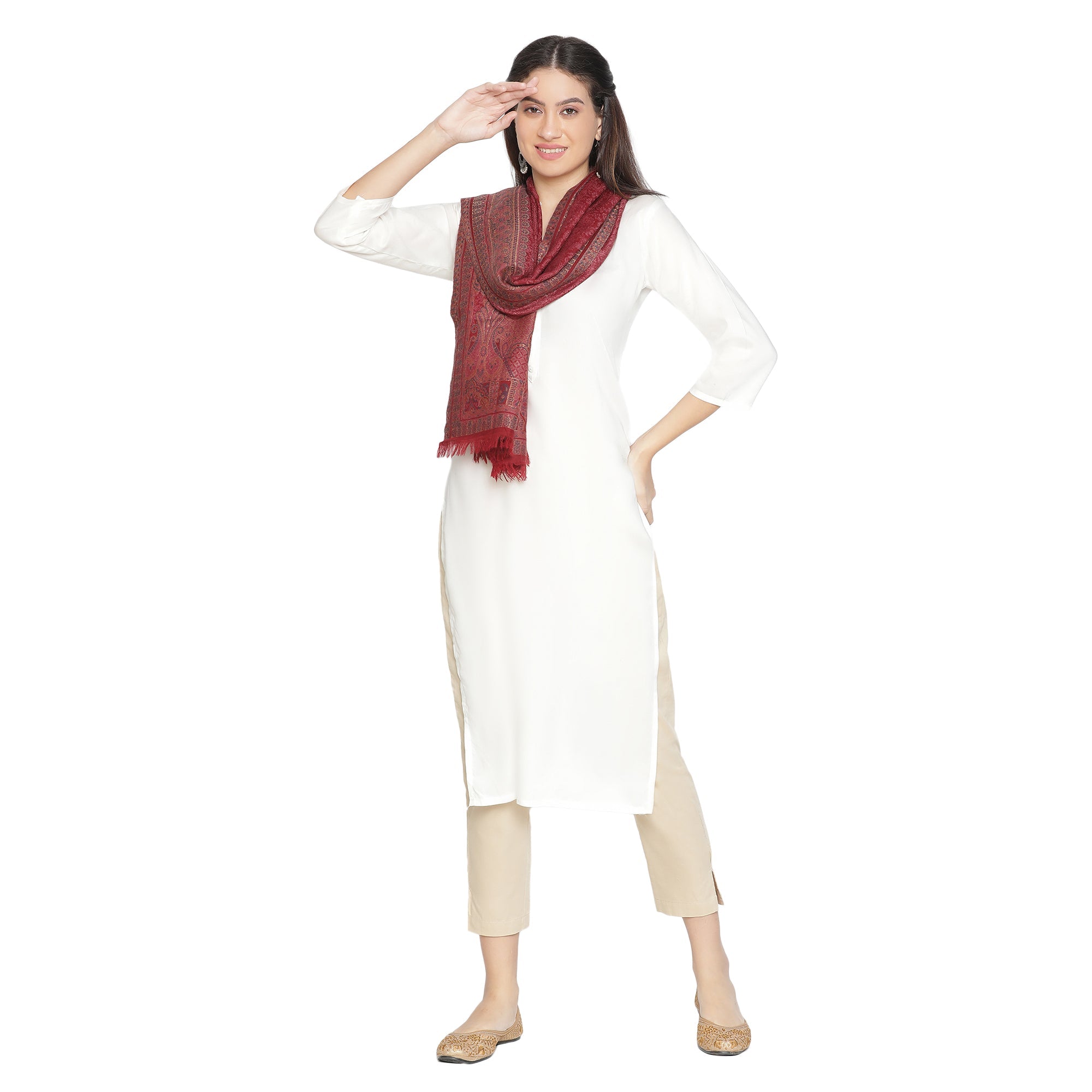 Rafat Gleaming Woven Design Wool Stole