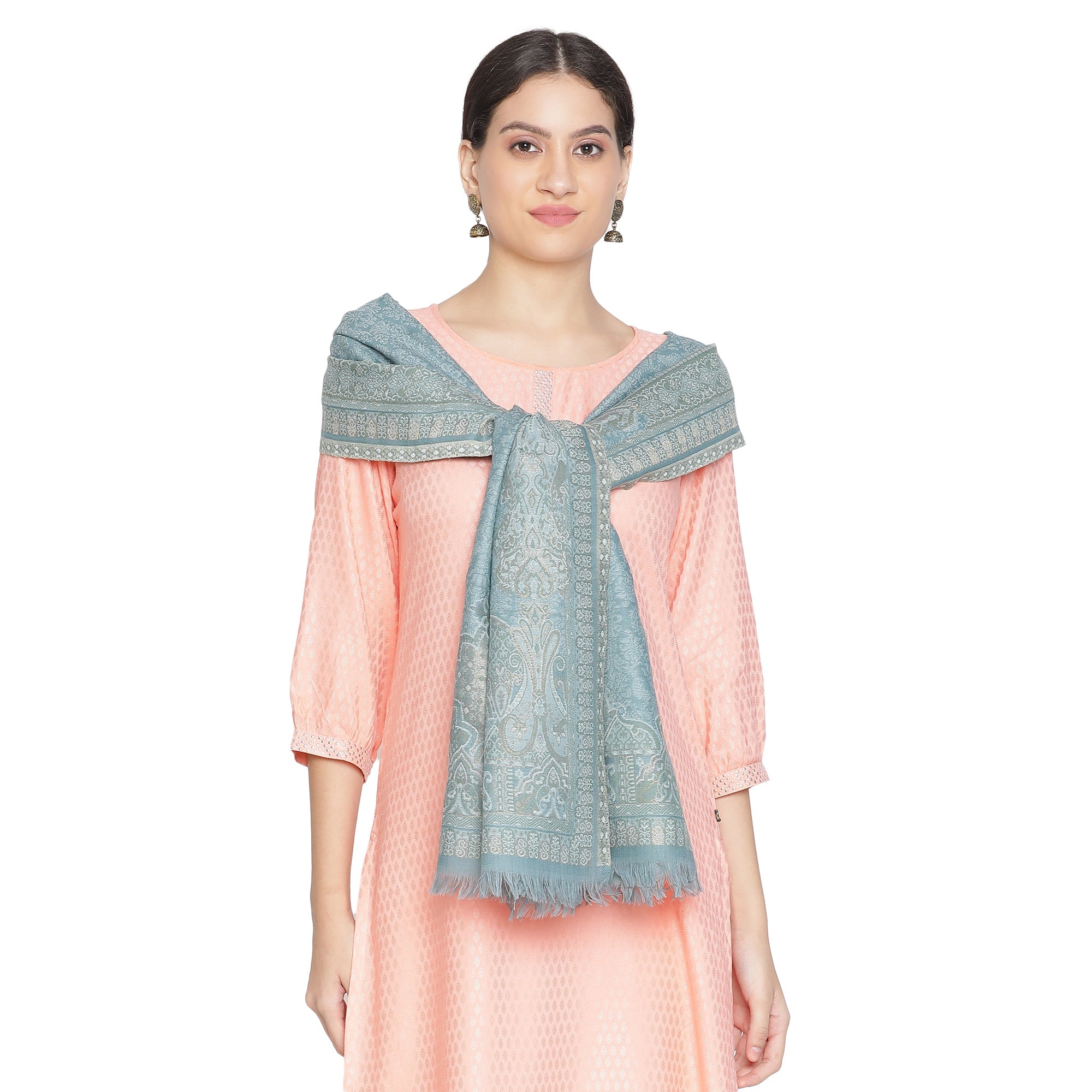Rafat Gleaming Woven Design Wool Stole