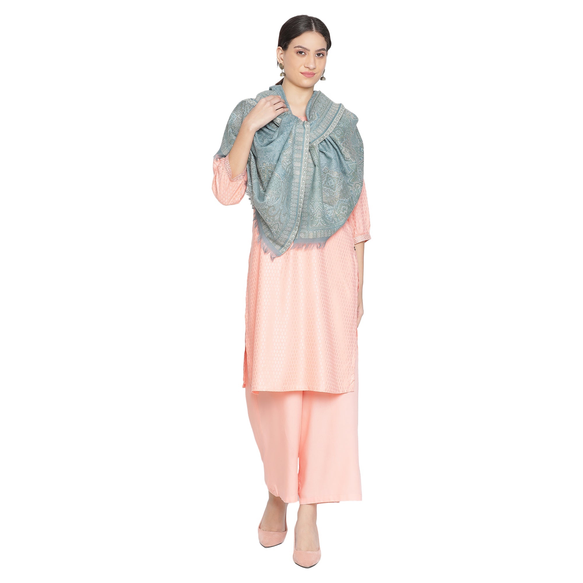 Rafat Gleaming Woven Design Wool Stole