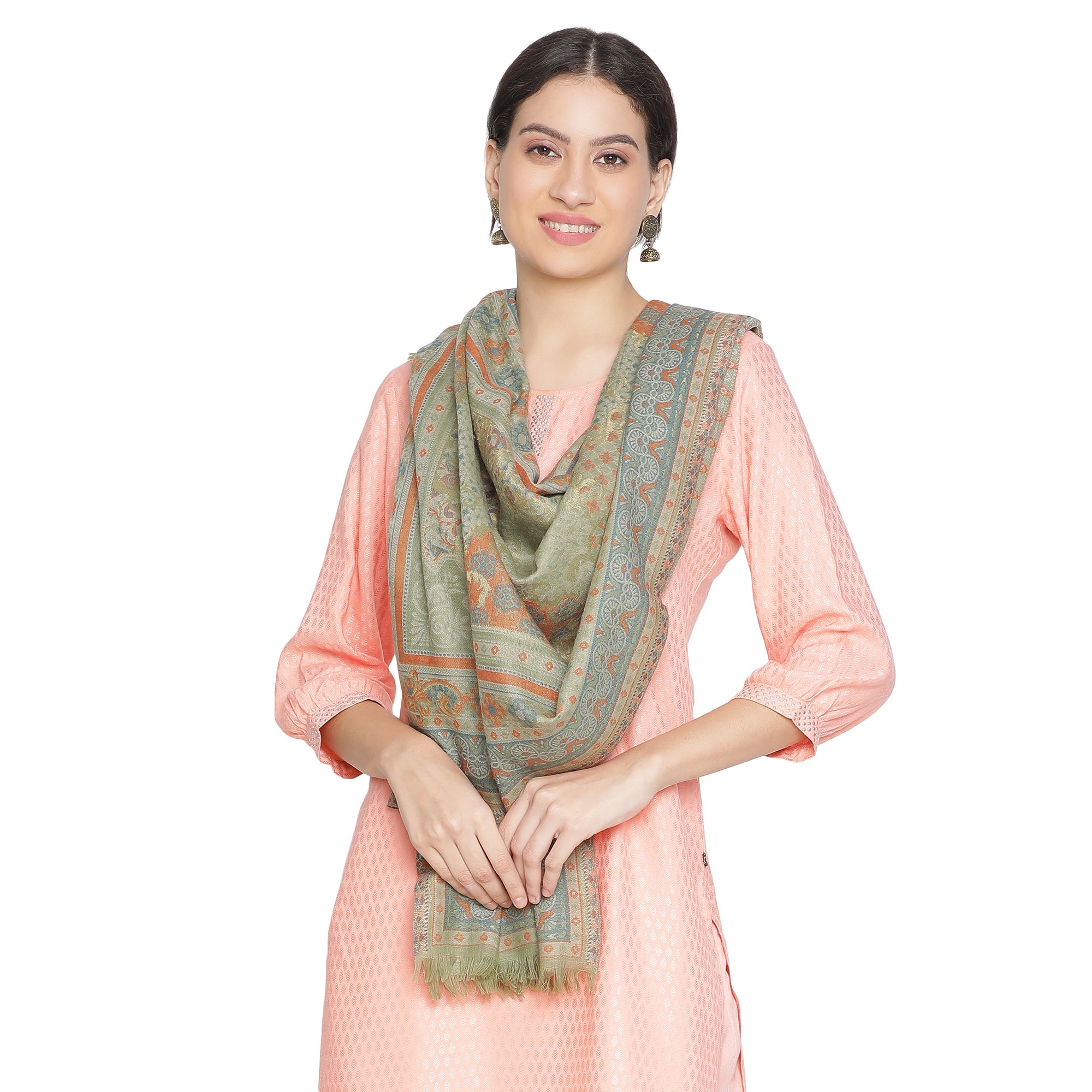 Shifa Sparkling Wool Woven Design Stole