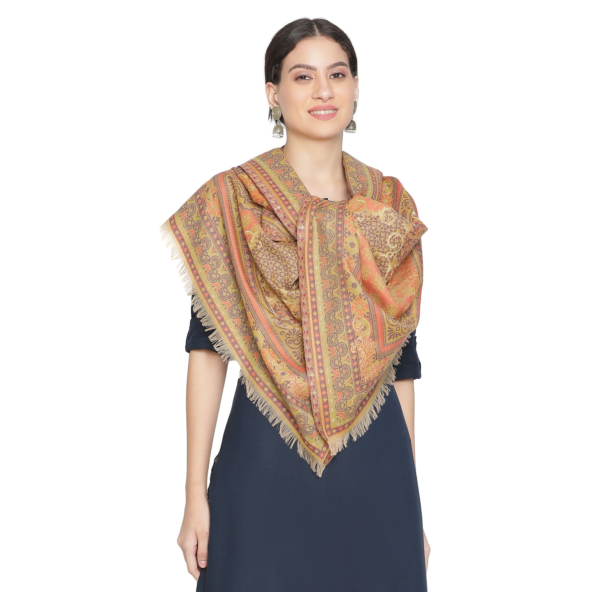 Shifa Sparkling Wool Woven Design Stole