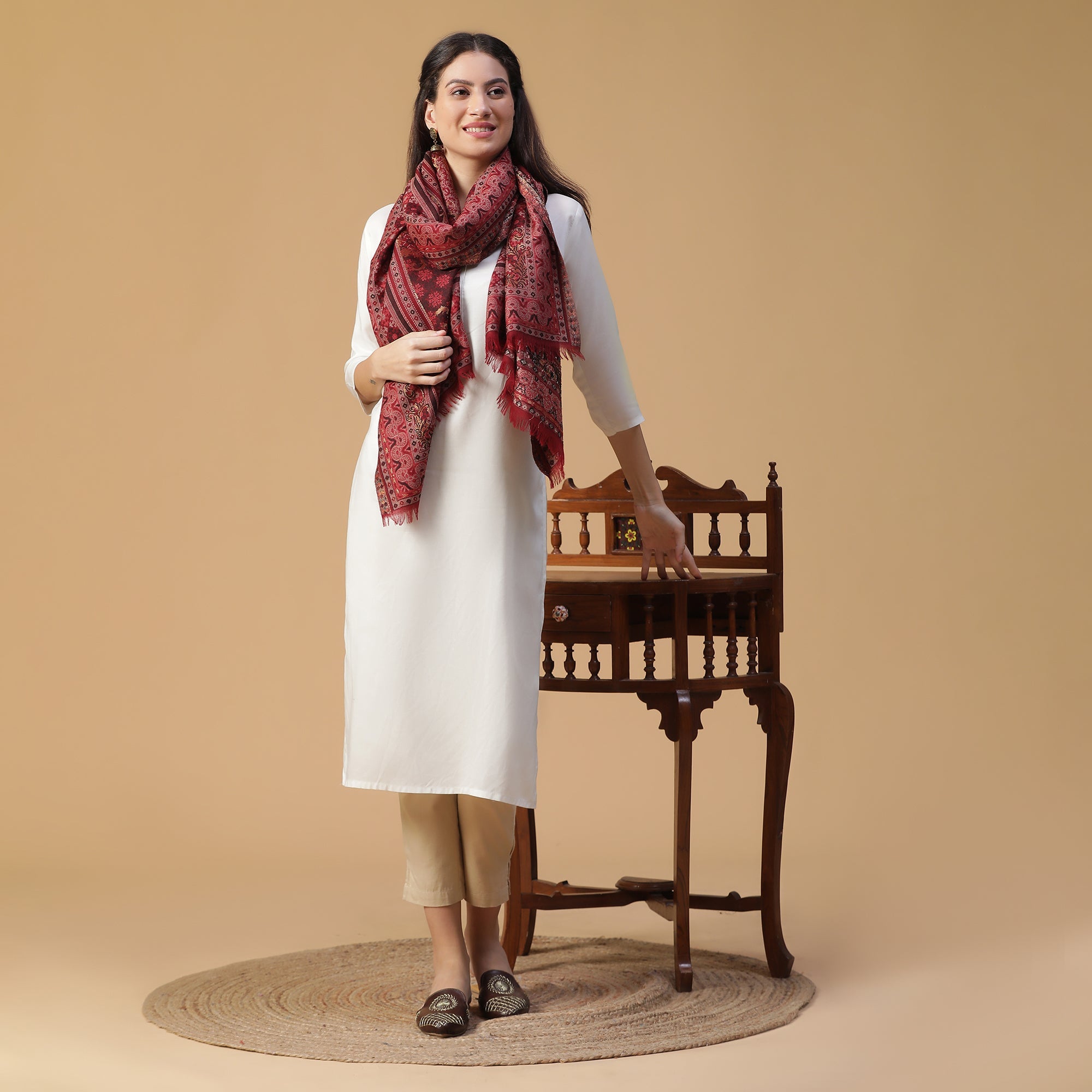Shifa Sparkling Wool Woven Design Stole