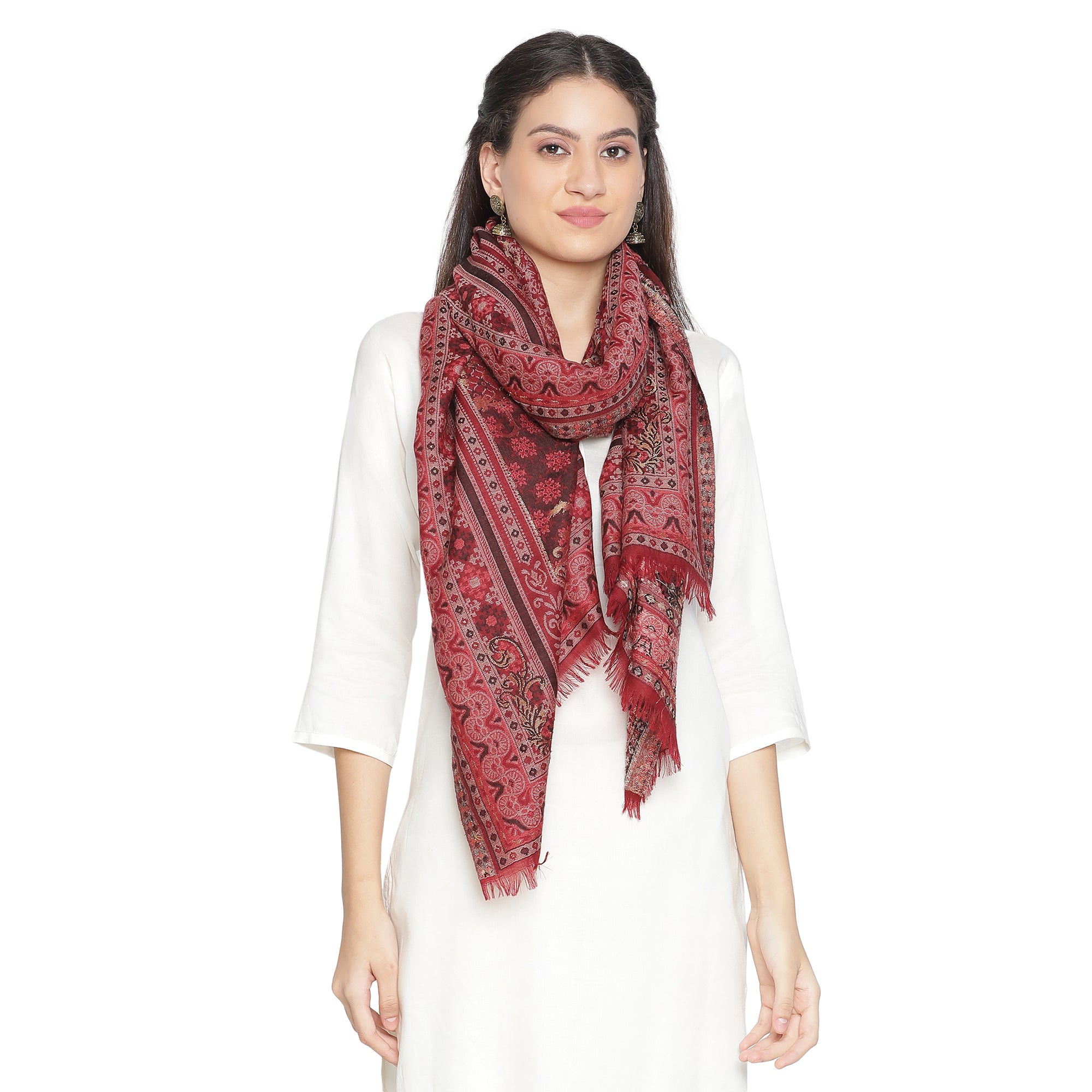 Shifa Sparkling Wool Woven Design Stole