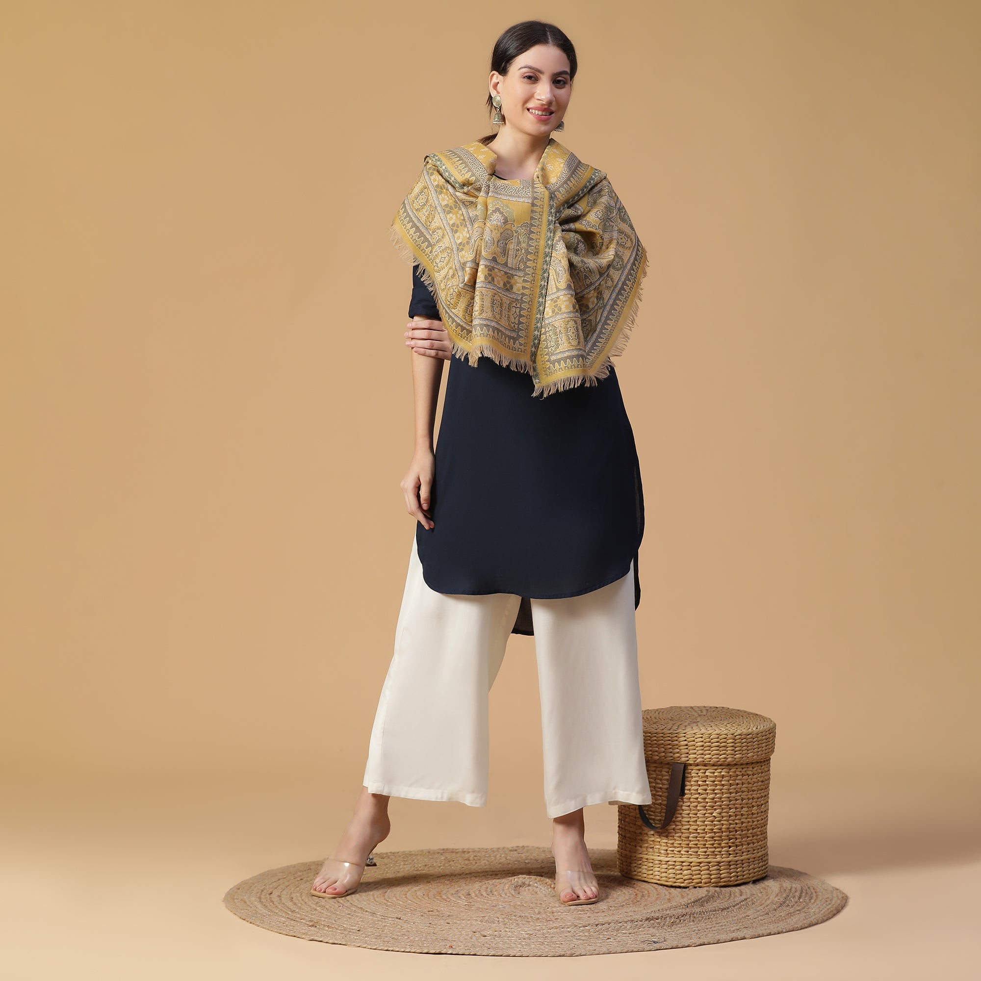 Saida Woven Design Timeless Wool Stole