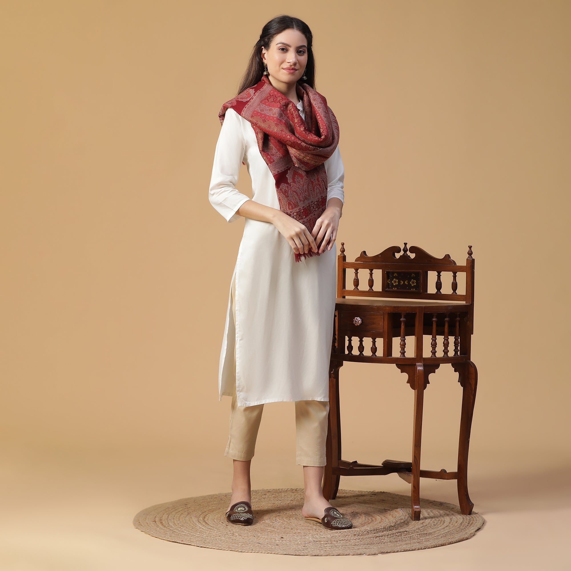 Saida Woven Design Timeless Wool Stole
