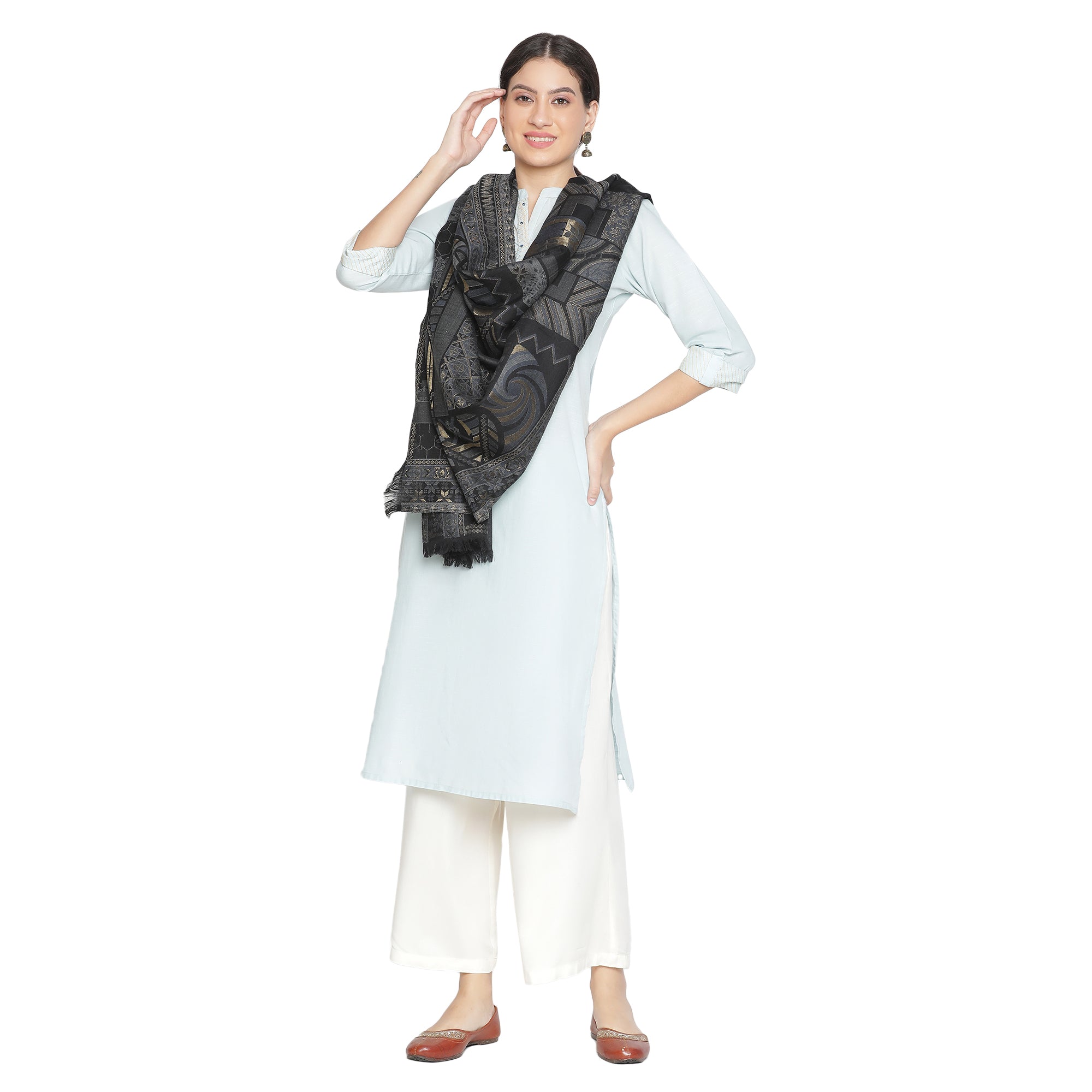Tashi Woven Design Woolen Stole