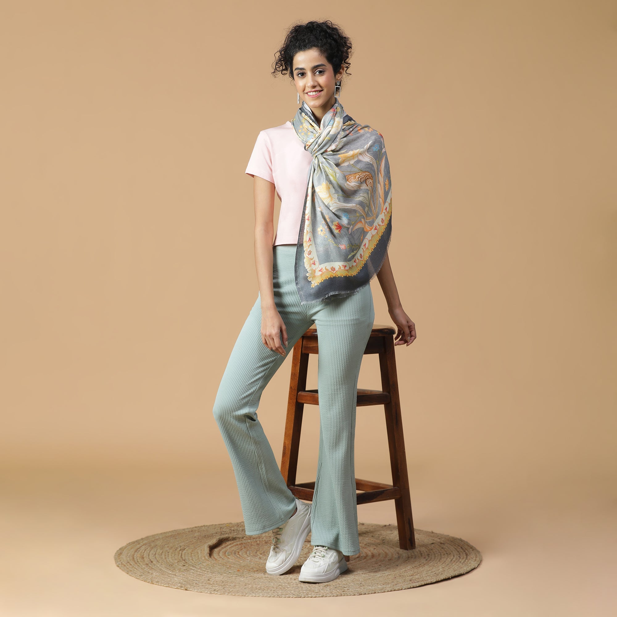 Raahi: Bliss Silk Modal Botanic Whispers Printed Stole