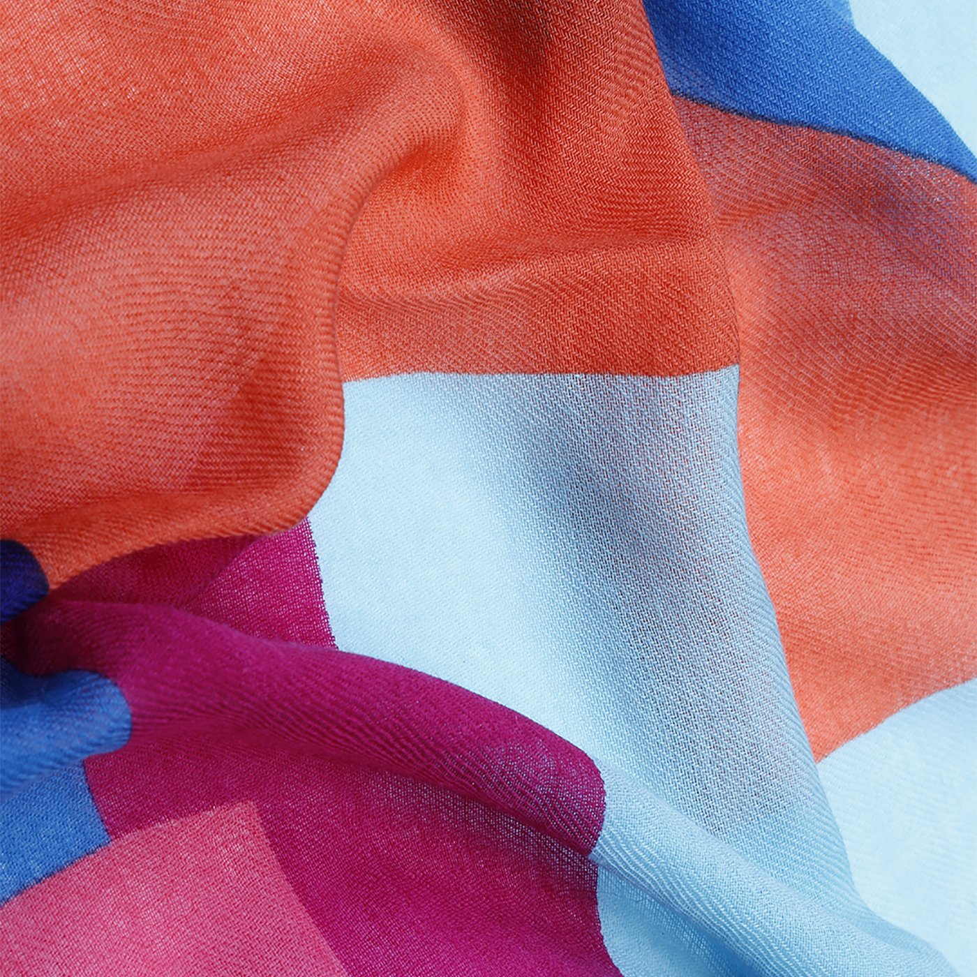 Checker Patch Printed Wool Stole