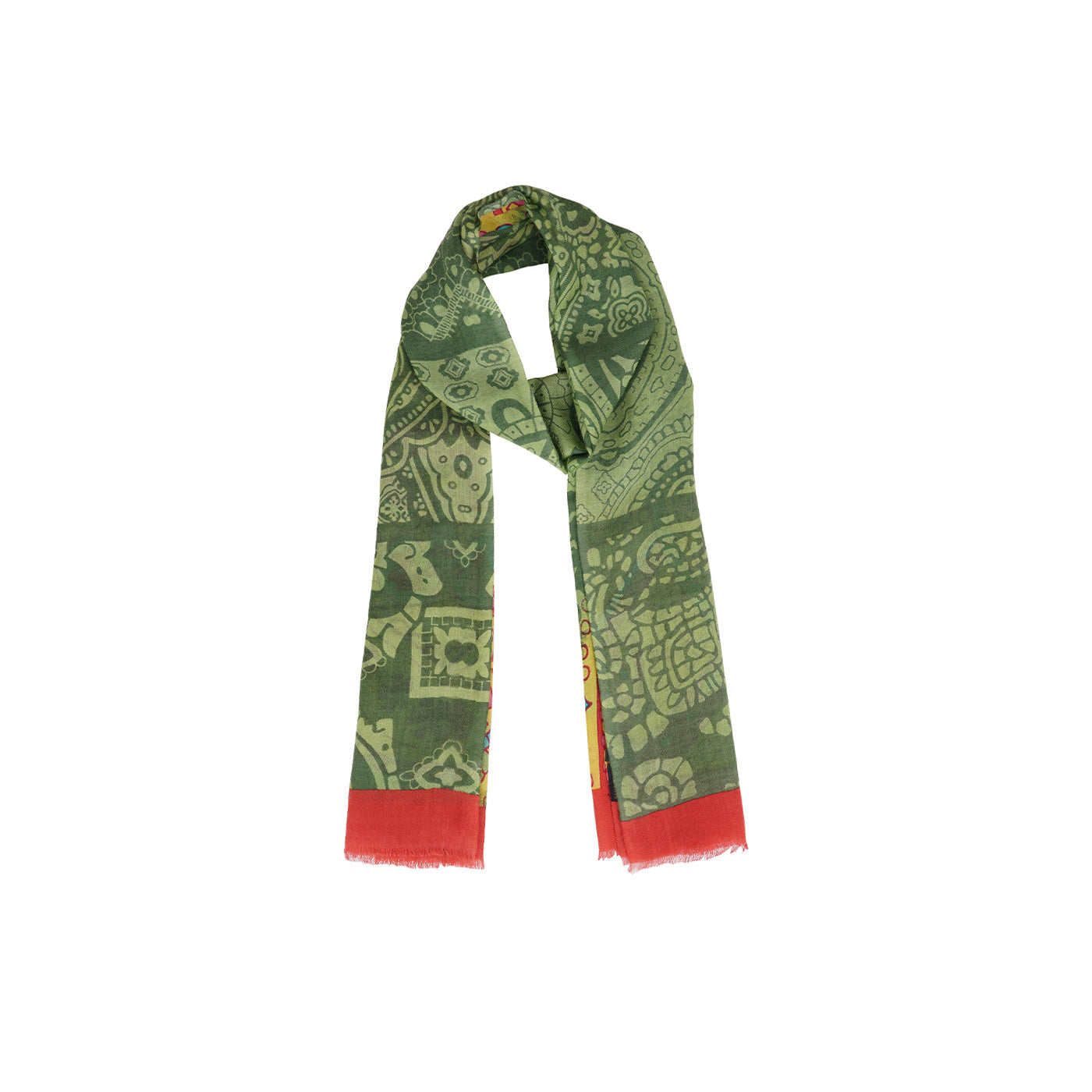 Green Paisley Printed Woolen Stole
