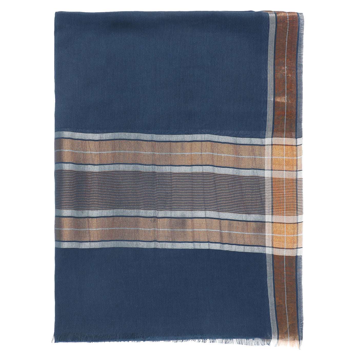 Blue Cotton Tencel Woven Dupatta