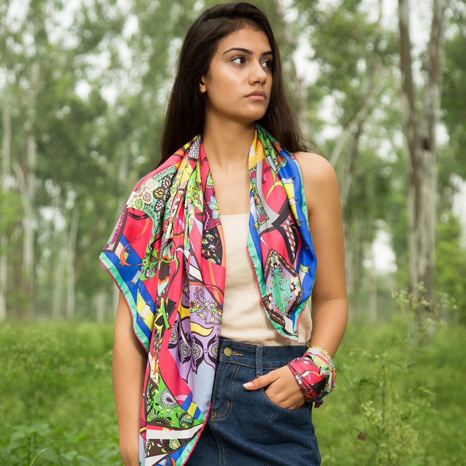 Festivals Of Kites Printed Square Scarf