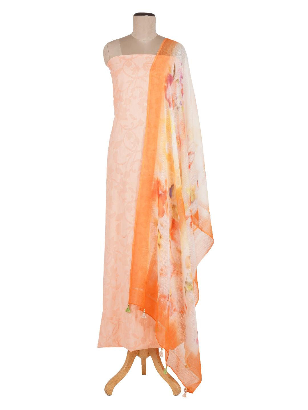 Doriya:Hazy Floral Jacquard Unstitched Suit Set