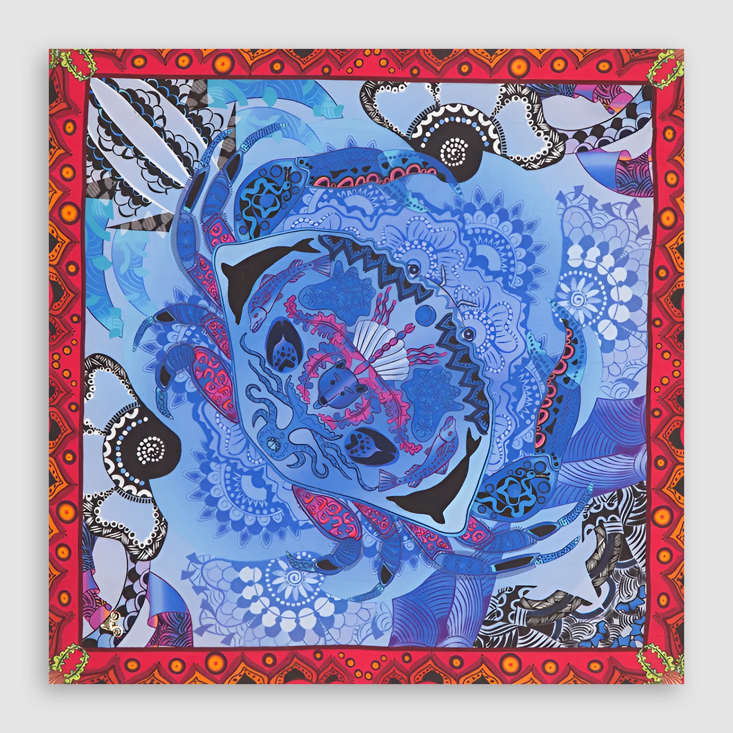 Crab Silk Square Scarf