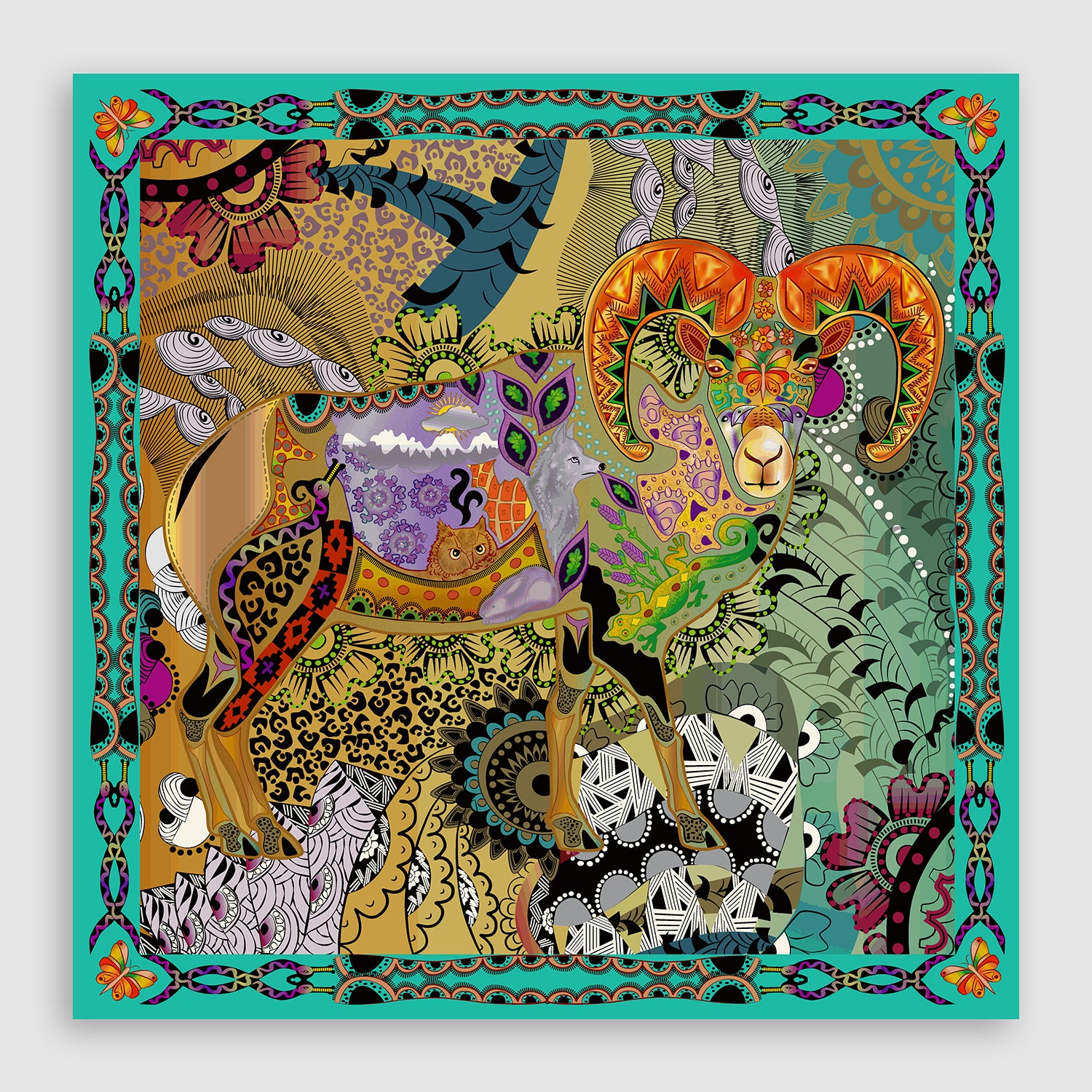 Amazing Ram Silk Square