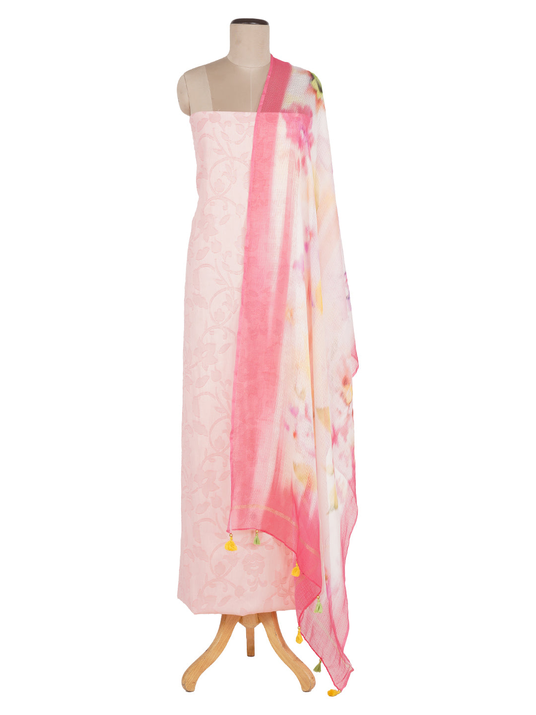 Doriya:Hazy Floral Jacquard Unstitched Suit Set