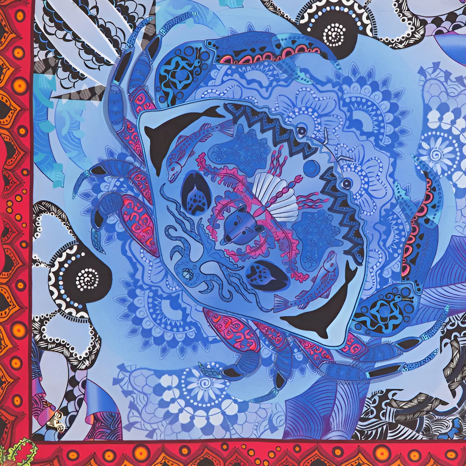Crab Silk Square Scarf