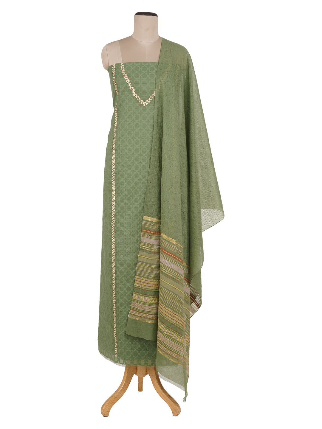 Bunai:Liam Zig Zag Embroidered Unstitched Suit Set