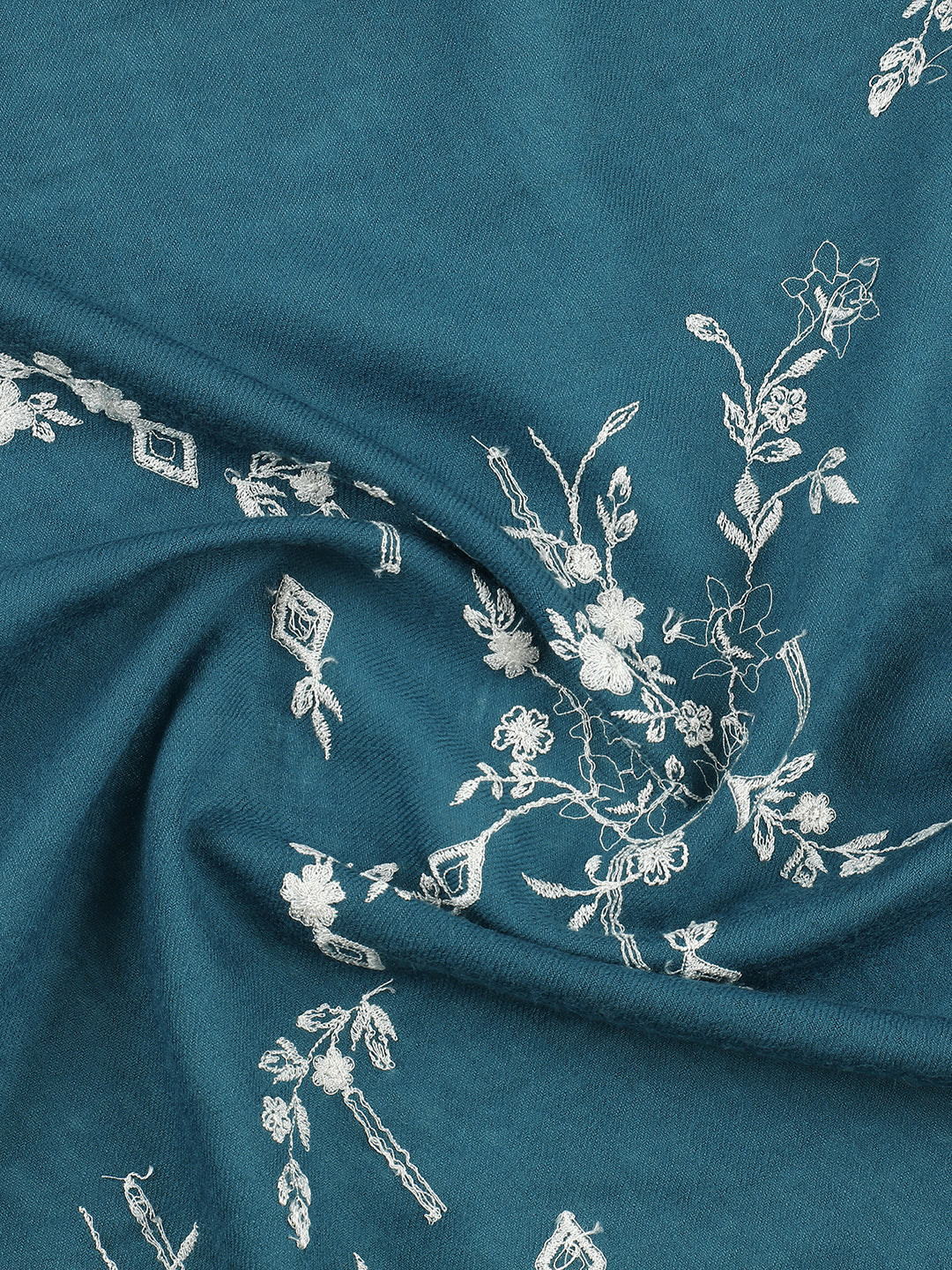Lurex Embroidered Floral Pure Wool Shawl