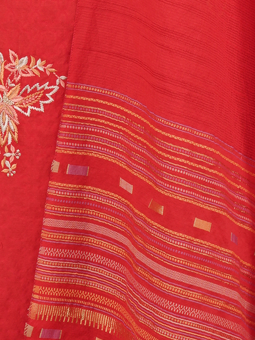 Bunai:Evelyn Floral Embroidered With Woven Design Unstitched Suit Set