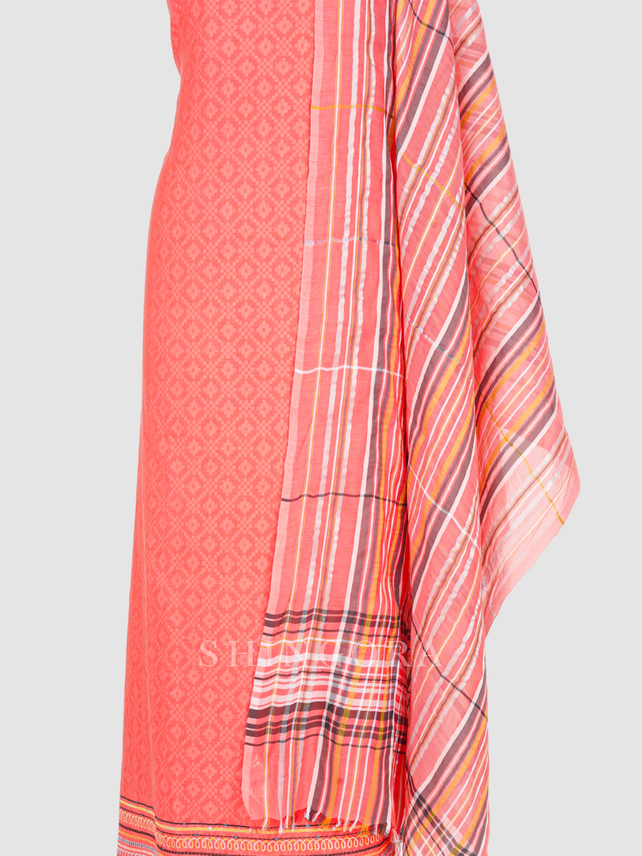 Akaar: Jacquard Embroidered Unstitched Suit with Dupatta