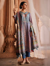 Tussar: Printed Design Stitched Suit & Dupatta Set